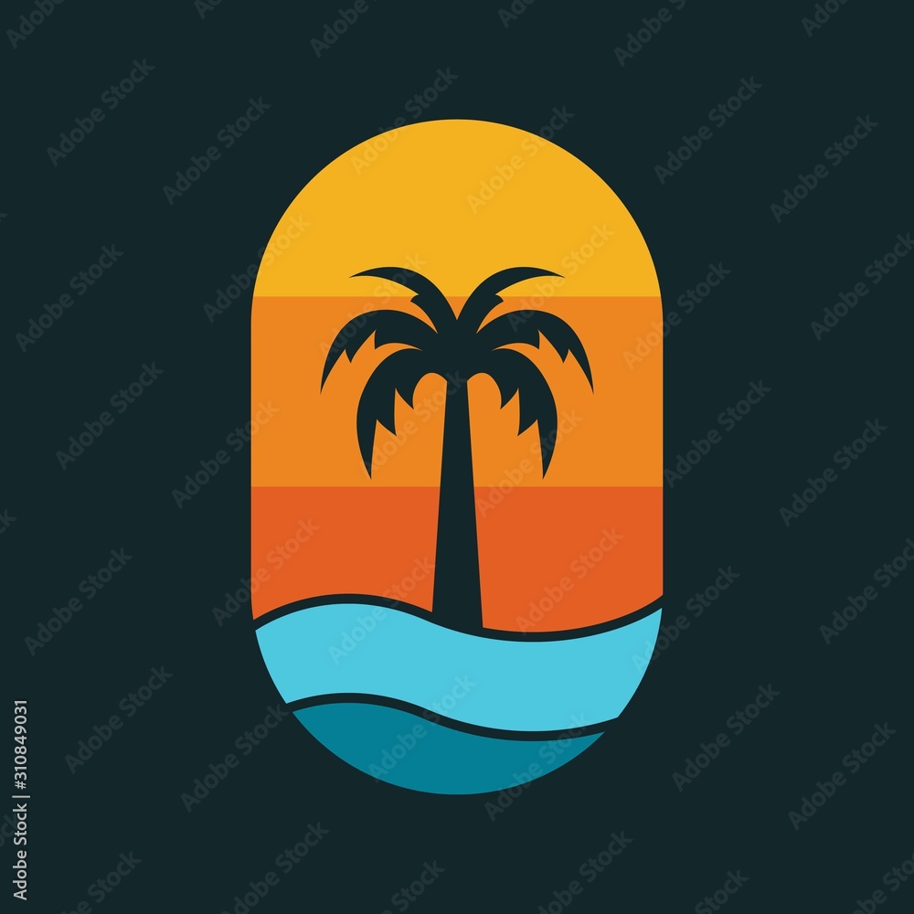 Simple logo badge beach design illustration