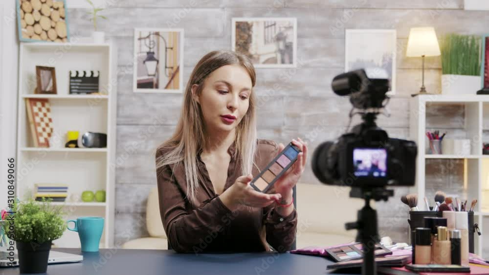 Famous beauty influencer recording new content Famous beauty influencer recording new content