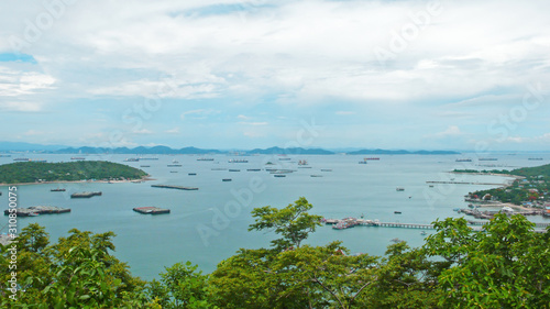 Top View Around Country and bay area at viewpoint of Si-Chang Island in in Chonburi Province of thailand