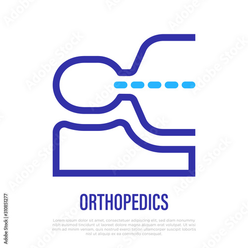 Opthopedic pillow for back correction thin line icon. Vector illustration.