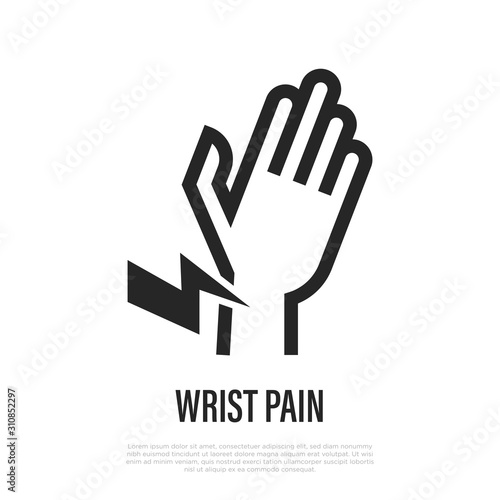Wrist pain thin line icon. Body ache. Vector illustration.