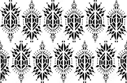 Ikat pattern etnic indian ornamental black and white illustration. Navajo motif texture ornate design for surface print.