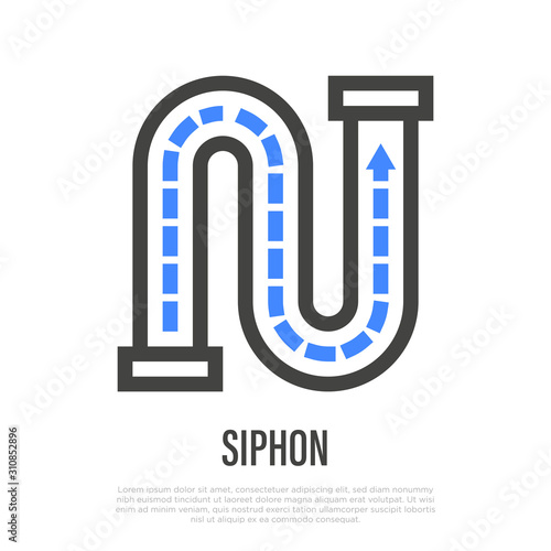 Siphon thin line icon. Plumbing equipment. Vector illustration.