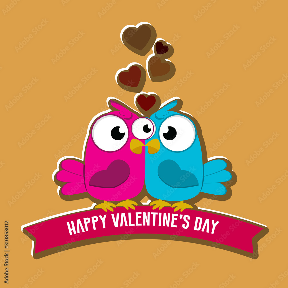 Obraz premium Creative of love valentines day concept. Love birds couple background. Vector illustration invitation card Valentine's day paper cut style. Valentines wallpaper. Banner. Post