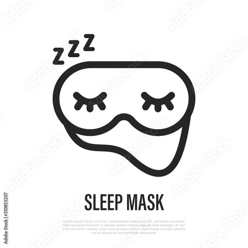 Sleep mask thin line icon. Night accessory for deep sleep. Vector illustration.