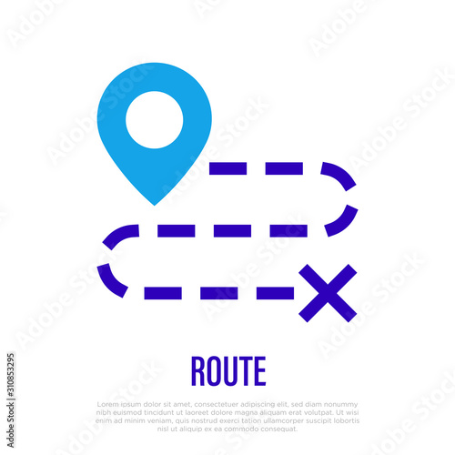 Route, distance or direction thin line icon. Vector illustration.