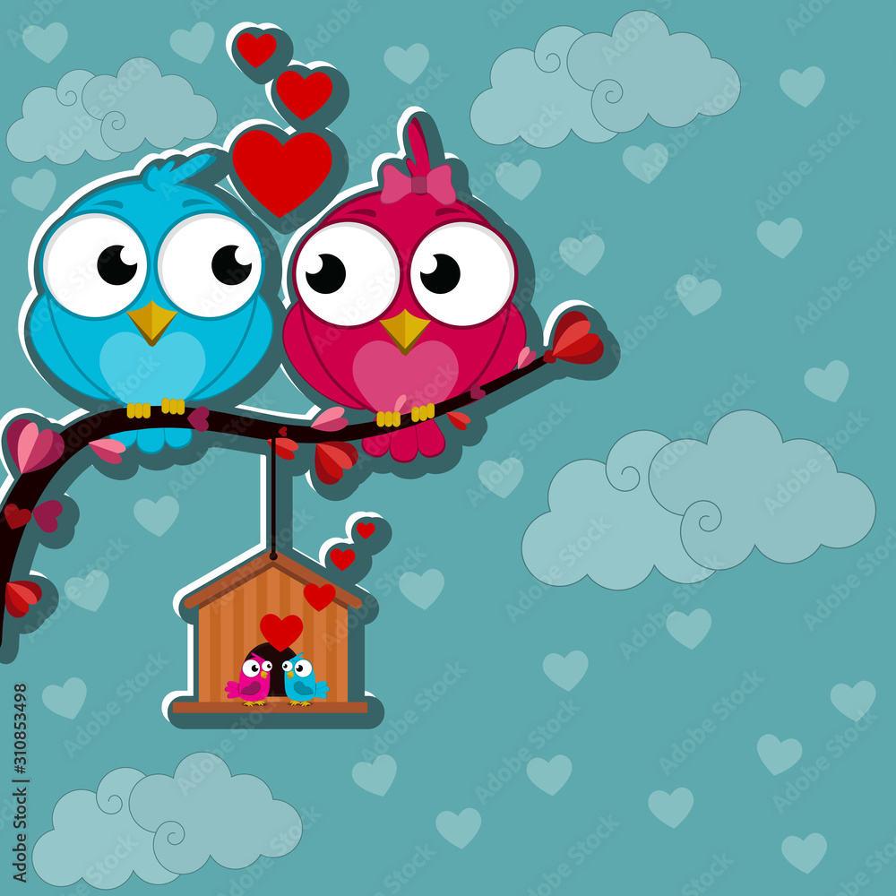 Creative of love valentines day concept. Love birds couple background. Vector illustration invitation card Valentine's day paper cut style. Valentines wallpaper. Banner. Post Creative of love valentines day concept. Love birds couple background. Vector illustration invitation card Valentine's day paper cut style. Valentines wallpaper. Banner. Post