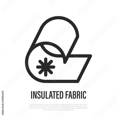 Insulated fabric thin line icon. Vector illustration of fabric feature.