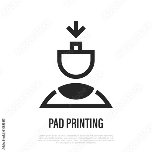 Pad printing thin line icon. Vector illustration of tampography.