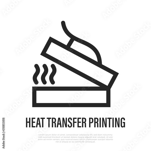 Heat transfer printing thin line icon. Thermal printing. Vector illustration of typography equipment.