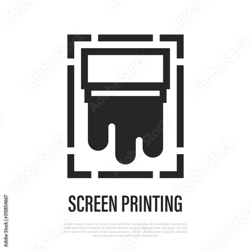 Screen printing thin line icon. Vector illustration of typography equipment.