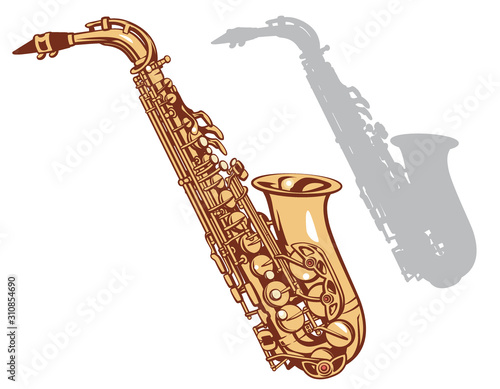 Saxophone and it's silhouette.