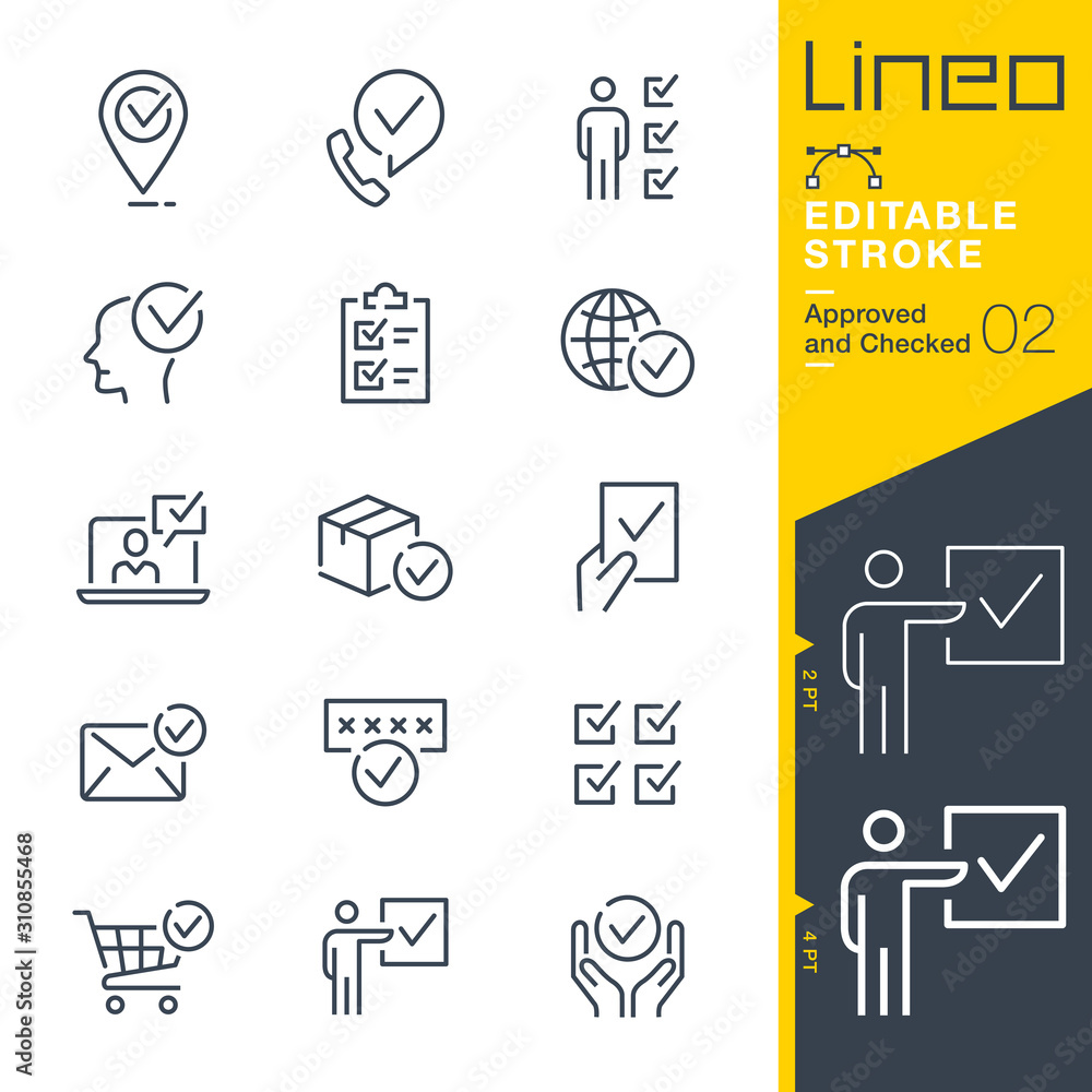 Lineo Editable Stroke - Approved and Checked outline icons vector de ...