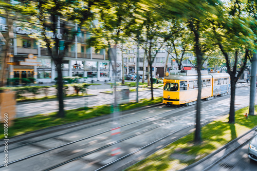 Photography Vienna yellow ring tram line for tour around the city. Austria