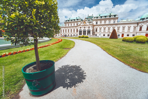 Belvedere palace in Vienna Austria with beautiful floral garden in spring time © Igor Tichonow