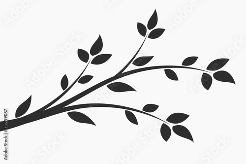 Wallpaper Mural Young flowering tree. Sapling. Silhouette of a branch with leaves.  Torontodigital.ca