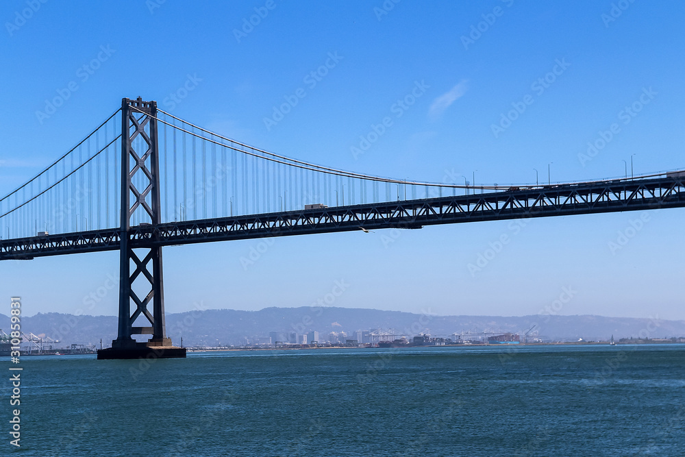 View of the White Bridge between San Francisco and Auckland in California