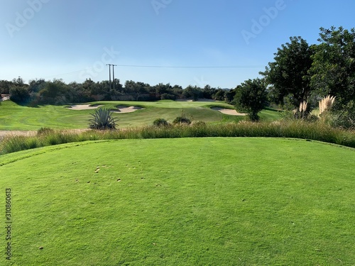 golf par 3 hole view from tee box