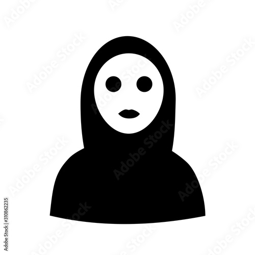 Muslim woman and female is wearing hijab, nicab, burka and veil - covering clothes to hide head. Traditional clothing by islamic tradition, culture and religion. Vector illustration.