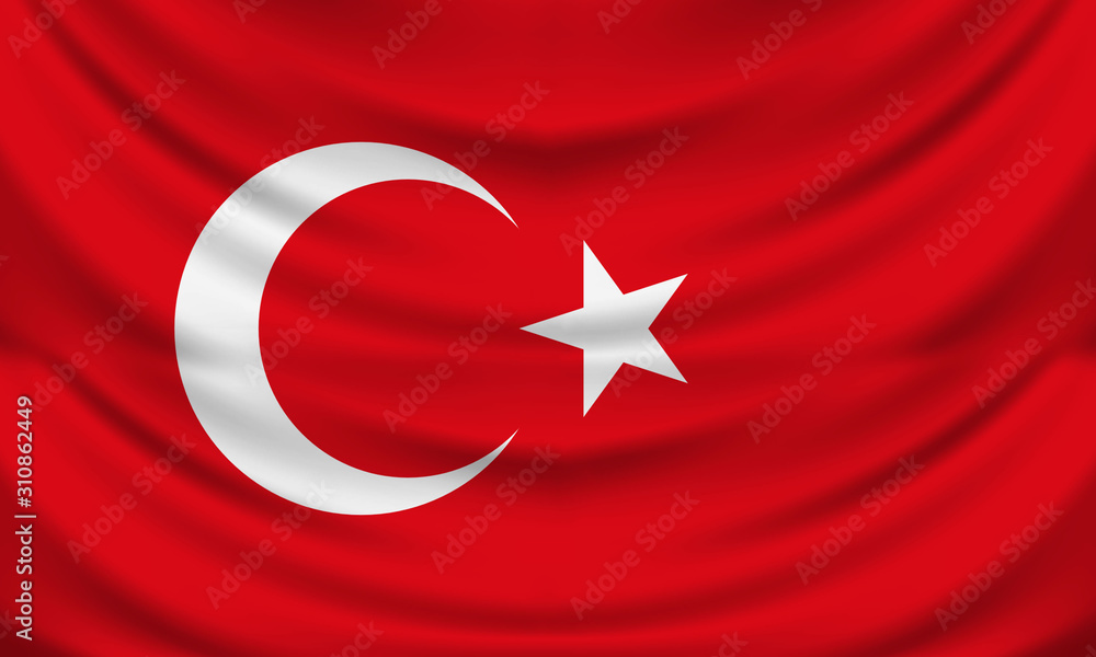 National flag of Turkey illustration, Wrinkled fabric effect