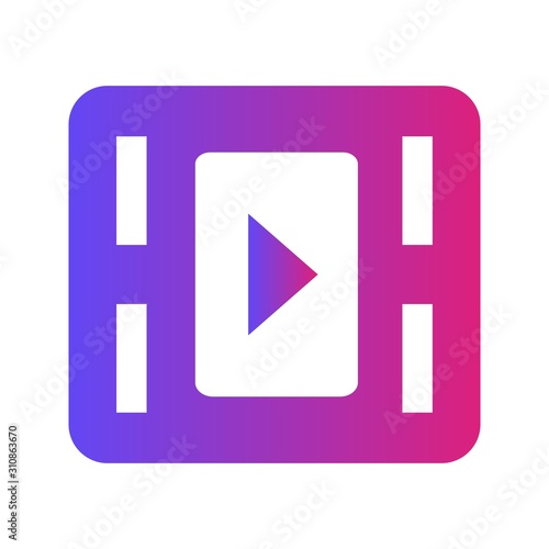 Glyph Gradient Video Player icon isolated on background photo