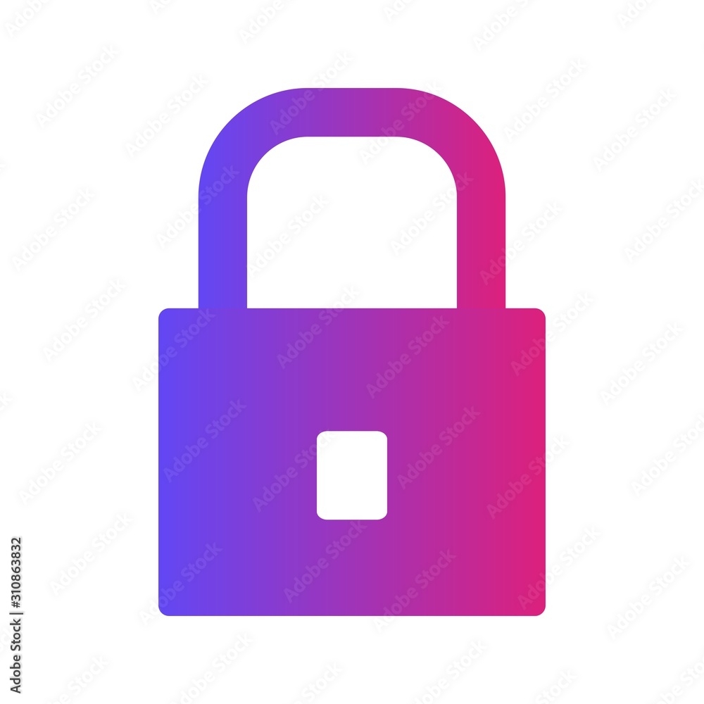 Glyph Gradient Lock icon isolated on background Glyph Gradient Lock icon isolated on background