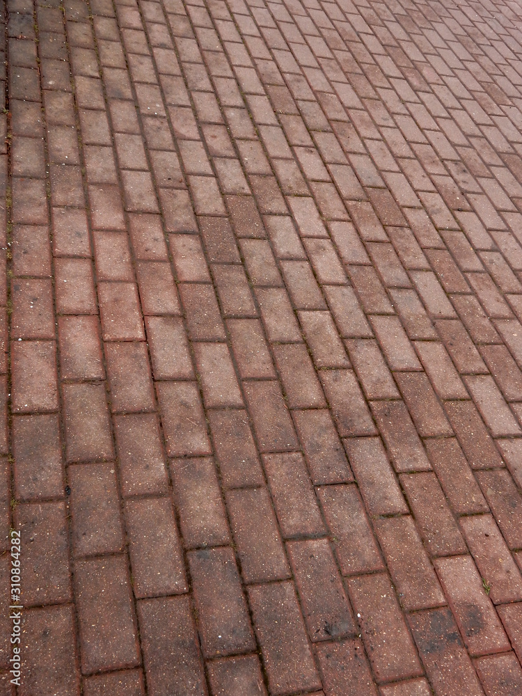 pavement of red paving stones backdrop