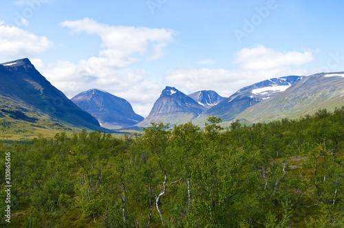 Hiking and backpacking in the valley of the highest Swedish mountains. Nikkaluoakta and Kebnekaise valley
