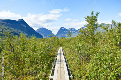 Hiking trails leading into the Kebnekaise valley in Sweden