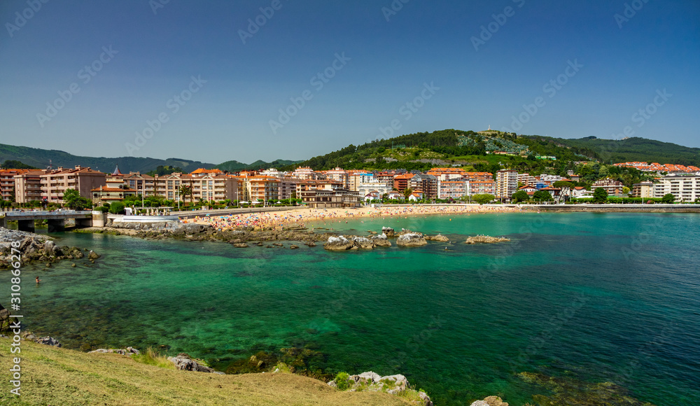 Castro Urdiales city and beach at summer
