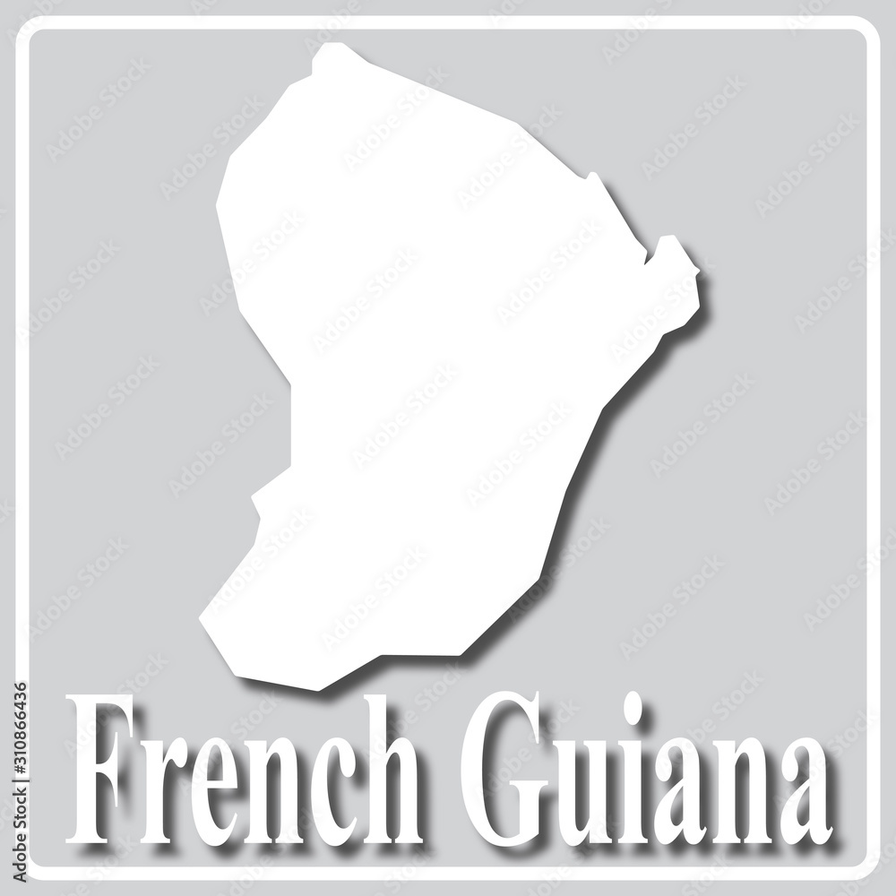 gray icon with white silhouette of a map French Guiana gray icon with white silhouette of a map French Guiana