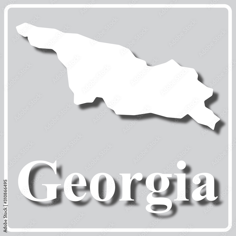 gray icon with white silhouette of a map Georgia