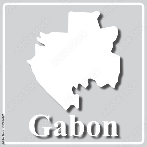 gray icon with white silhouette of a map Gabon