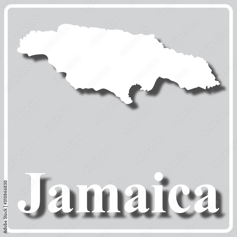 gray icon with white silhouette of a map Jamaica gray icon with white silhouette of a map Jamaica
