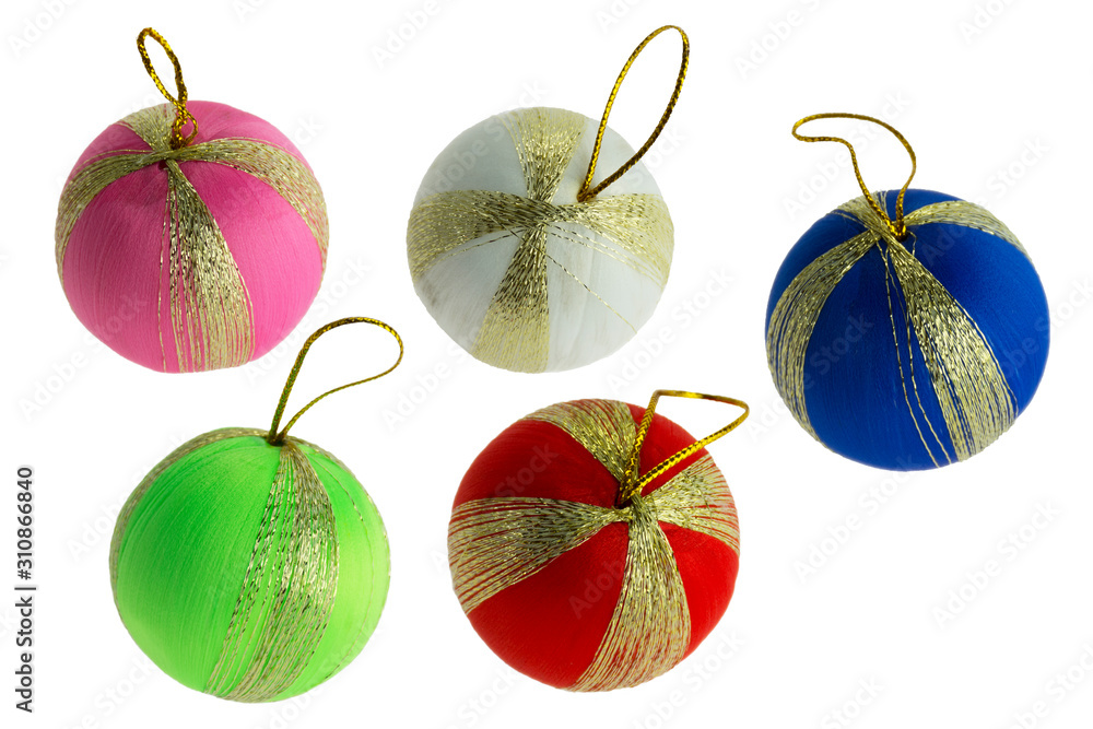 Colorful christmas ball isolated on white background. Selective focus.
