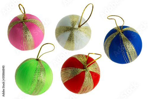 Obraz na płótnie Colorful christmas ball isolated on white background. Selective focus. w salonie