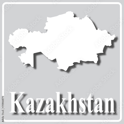 gray icon with white silhouette of a map Kazakhstan