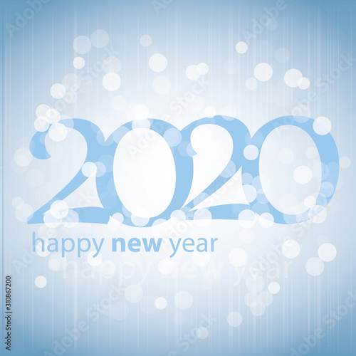 Best Wishes - Blue Abstract Modern Style Happy New Year Greeting Card, Cover or Background, Creative Design Template - 2020