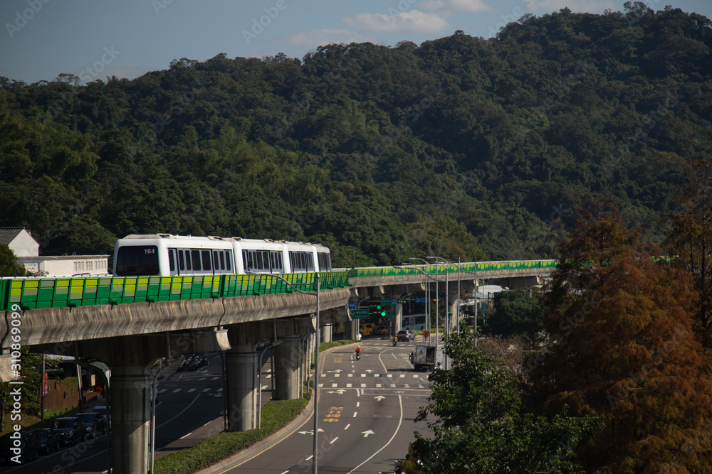 Taipei, Exterior view of Dahu Park metro station on DEC, 2018 at Taipei, Taiwan Taipei, Exterior view of Dahu Park metro station on DEC, 2018 at Taipei, Taiwan