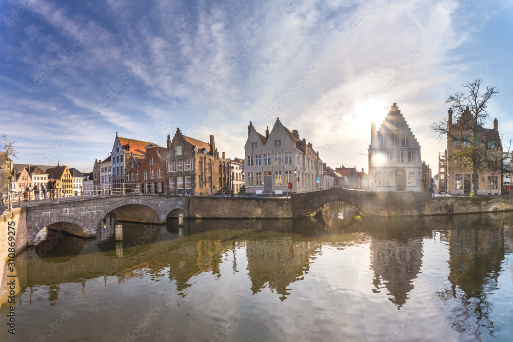View of the historic city center of Brugge, Belgium