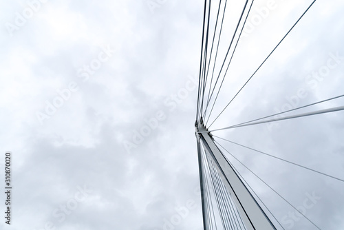 minimal detail of modern steel suspension bridge