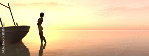 woman and sunset