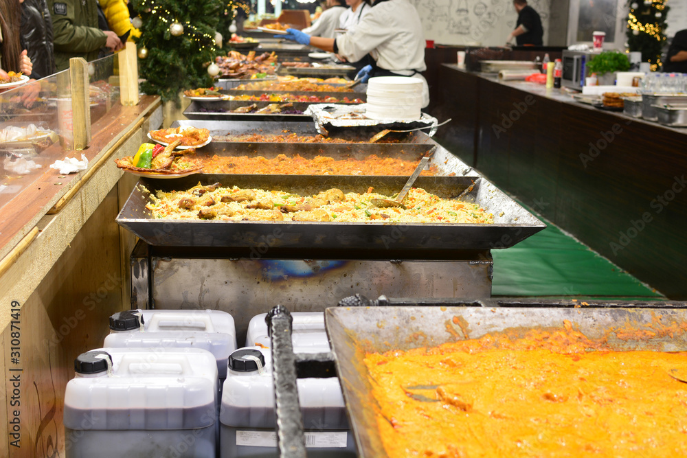 Street food at the traditional European Christmas market