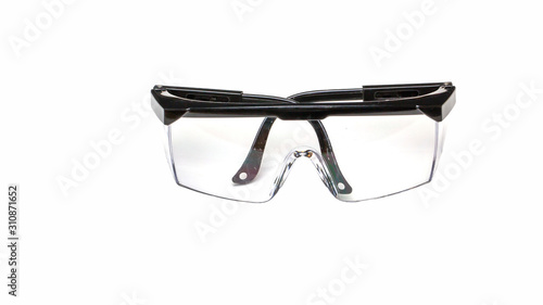 Eye protection, safety glasses PPE (Personal Protective Equipment). Isolated on white background with clipping path.
