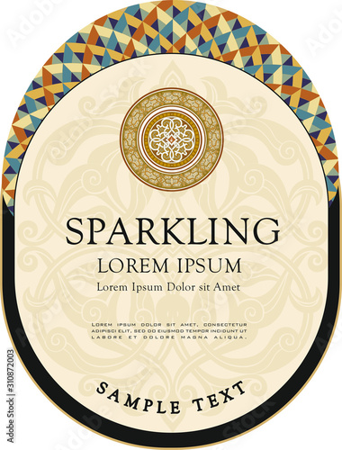 SPARKLING WINE WHITE PROSECCO MADE IN ITALY ELEGANT LABEL GRAPHIC ILLUSTRATION
