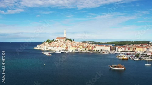 Wallpaper Mural Croatia, Istria, Adriatic sea coast, drone reveal footage of beautiful old town of Rovinj Torontodigital.ca