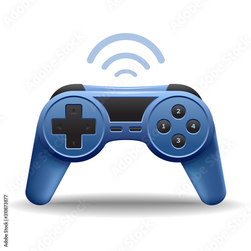 Game controller or game pad wireless for computer and console video games icon isolated on white background. Vector illustration