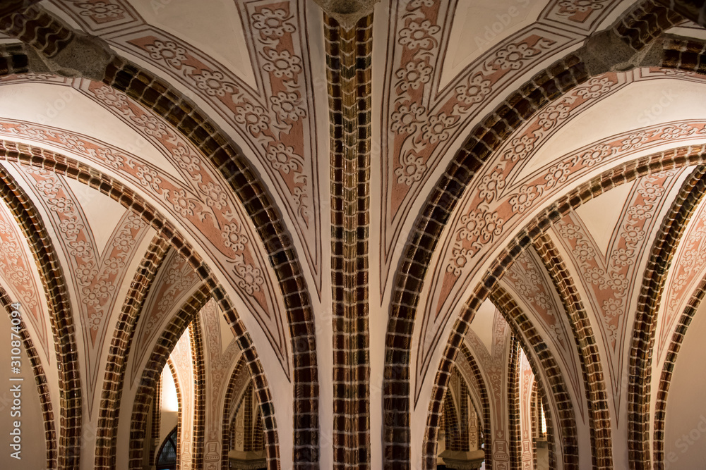 columns with geometric curves in a church