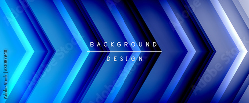 Arrow lines, technology digital template with shadows and lights on gradient background. Trendy simple fluid color gradient abstract background with dynamic straight shadow lines effect