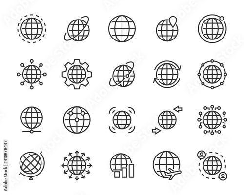 set of world icons, global, globe, network